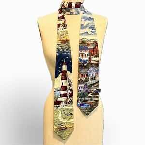 VINTAGE Americana Series Tango tie set of 2 Lighthouse Country Village 100% silk